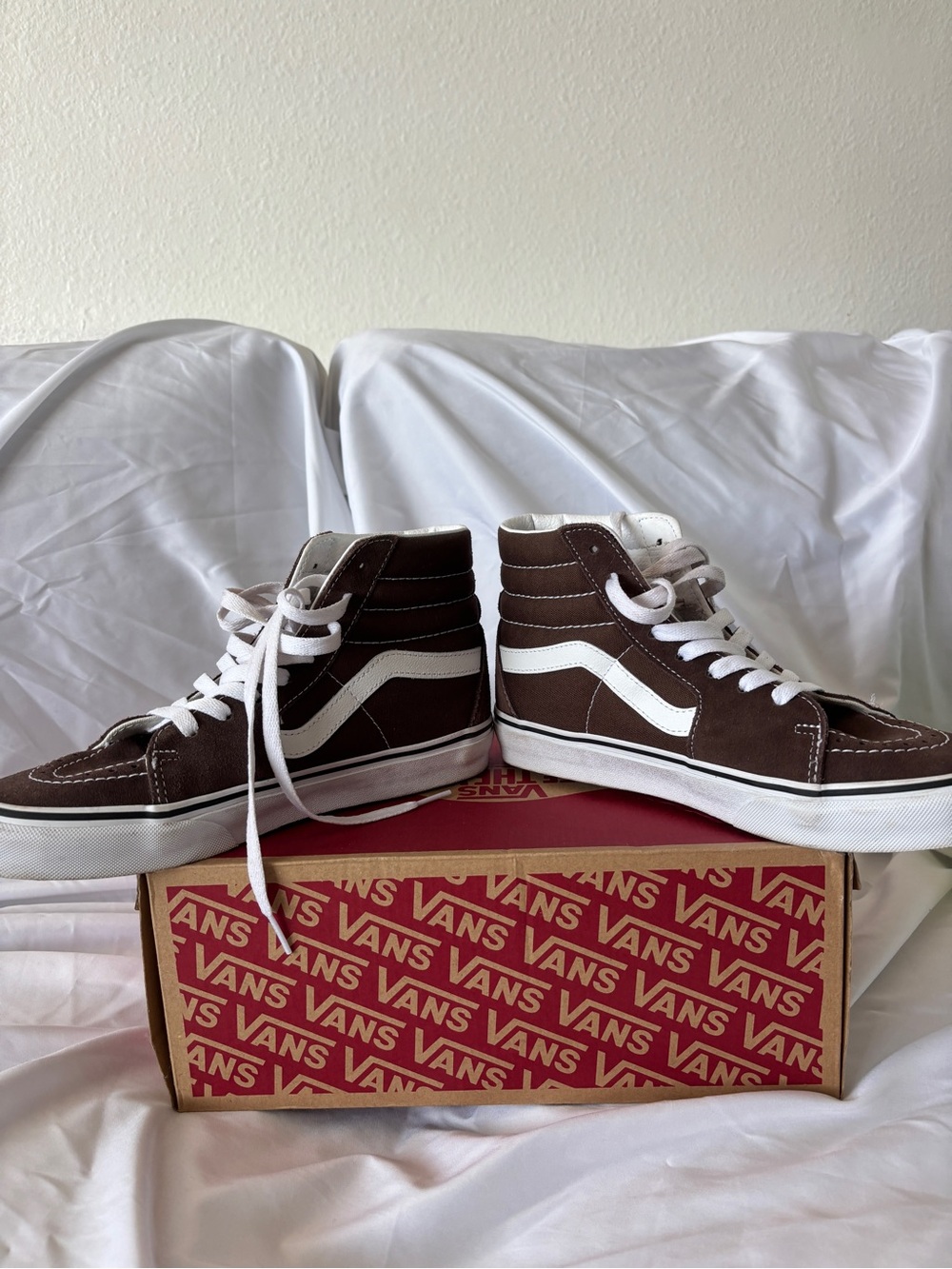 Vans Brown and White High-Top Suede Sneakers - Picture 8 of 8